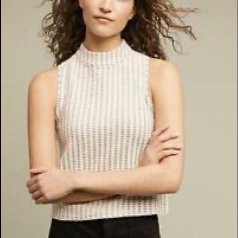 Anthropologie Patterned Mockneck Tank
